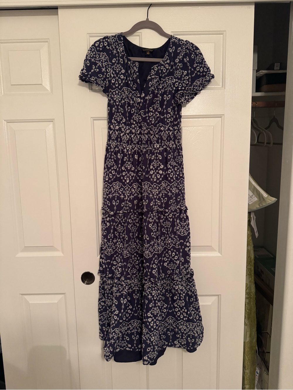 Sugarlips Navy and White Floral Tiered Maxi Dress